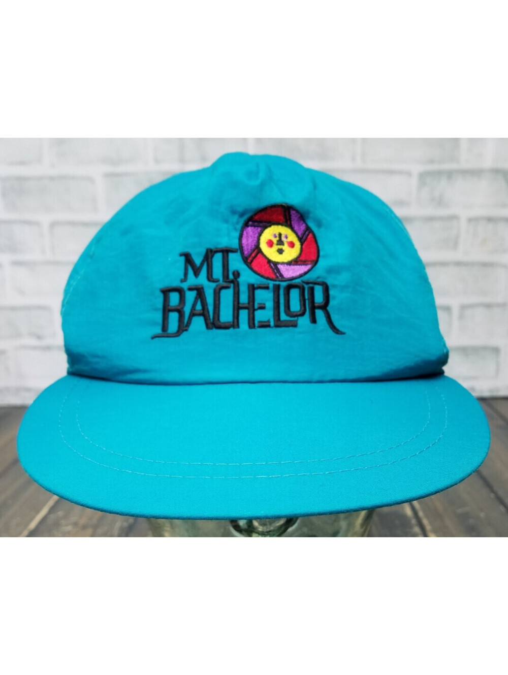 Vintage Mt Bachelor Ski the Summit Hat Cap Strapback Greenish-Blue Cyan